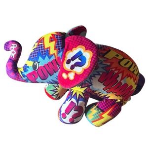 Pop Art Soft 16" Mammoth Plush Wham Pow Elephant Plushie Red Blue